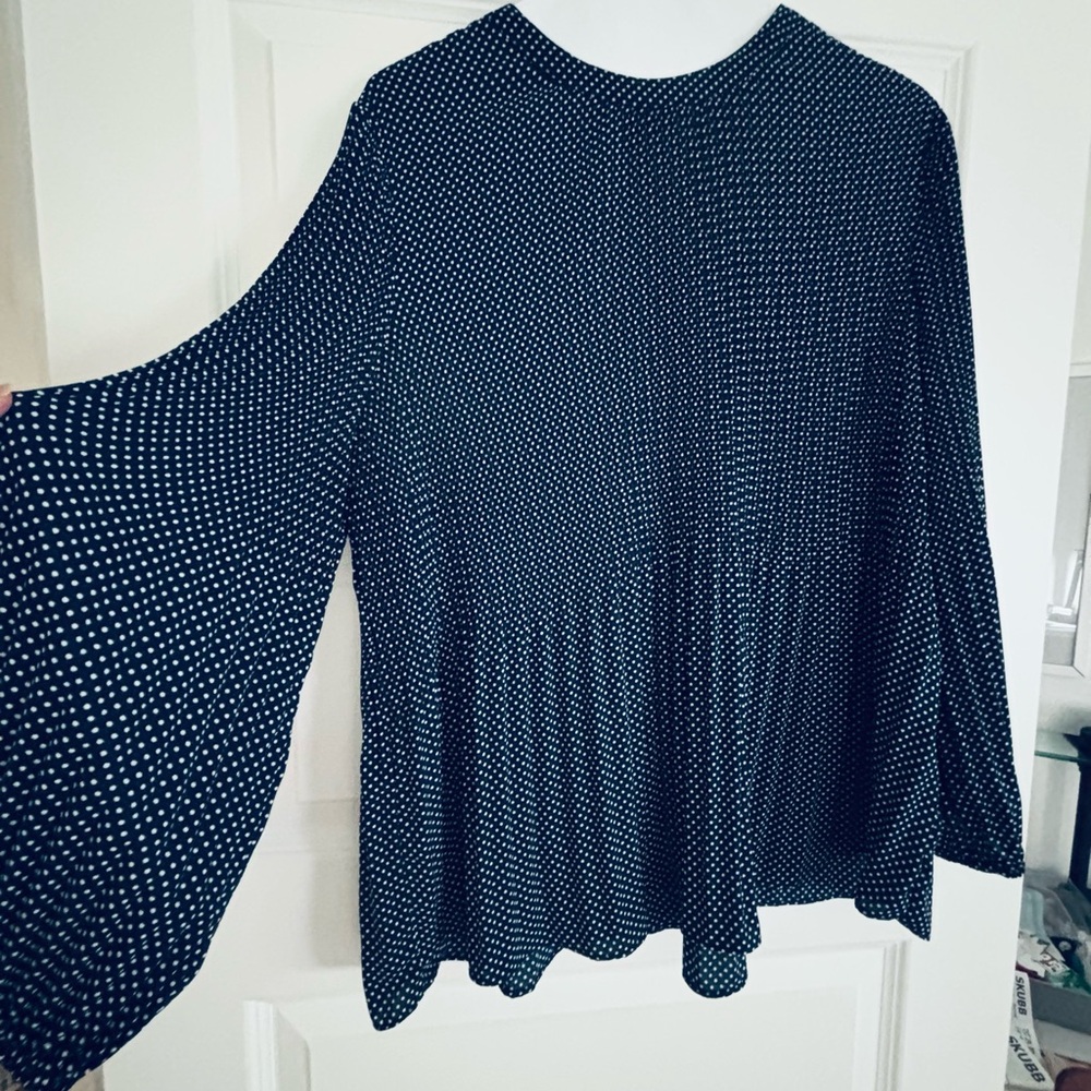 Adrianna Papell Black and White Polka Dot Blouse